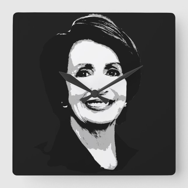 Horloge Carrée Nancy Pelosi font face (Recto)