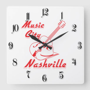 Horloge Carrée Nashville. Music city