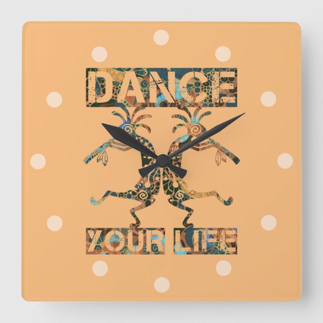 Horloge Carrée Native Americans Kokopelli - Dance Your Life 1 (Recto)