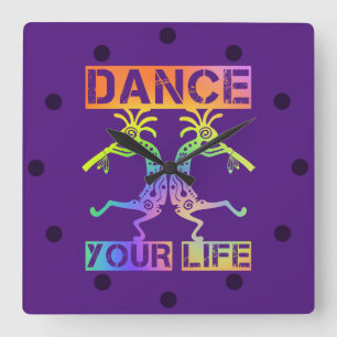Horloge Carrée Native Americans Kokopelli - Dance Your Life 4