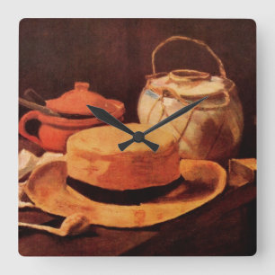 Horloge Carrée Nature morte Chapeau de paille jaune de Vincent va