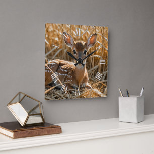 Horloge Carrée Nature Thème Cute Baby Deer