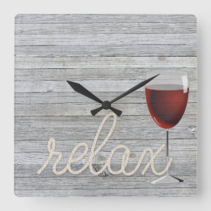 Horloge Carrée nautical rope on wood witwine and relax text
