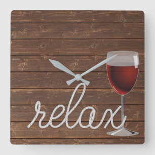 Horloge Carrée nautical rope on wood witwine and relax text