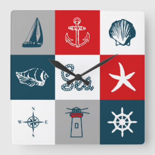 Horloge Carrée Nautical themed design