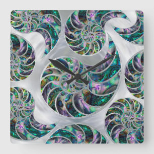 Horloge Carrée Nautilus Shell Abalone and Pearl