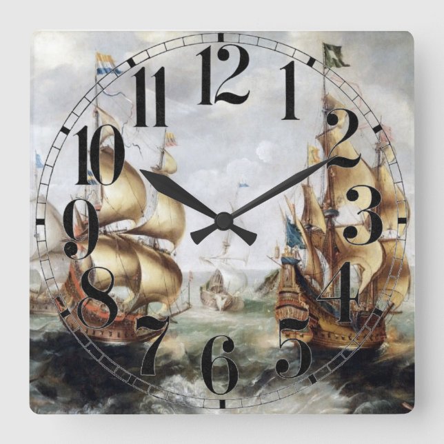 Horloge Carrée Navires en mer 1632 (Recto)