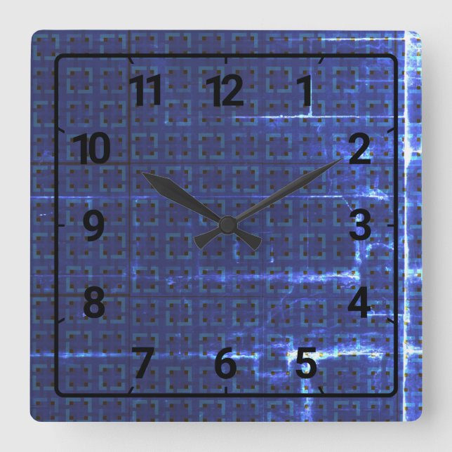 Horloge Carrée Navy blue abstract geometric pattern (Recto)