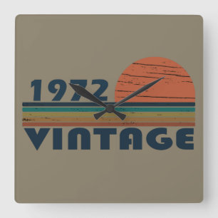 Horloge Carrée Né en 1972 cadeau d'anniversaire vintage