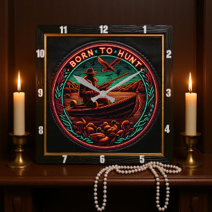 Horloge Carrée Né pour chasser l'appel du chasseur