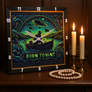 Horloge Carrée Né pour la chasse à l'aube