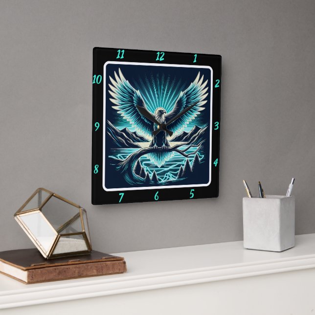 Horloge Carrée Neon Eagle Radiance Timepiece (Bureau)