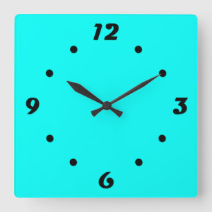 Horloge Carrée Néon turquoise clair tonalité moderne tendance