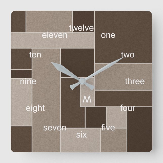 Horloge Carrée Neutres modernes de Mondrian (Recto)