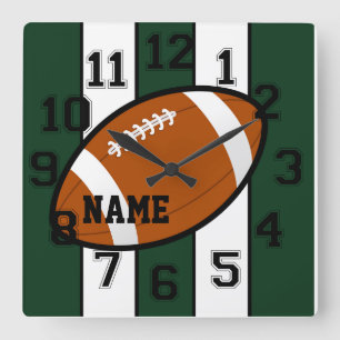 Horloge Carrée New York colore l'horloge murale du football