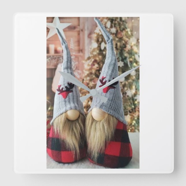 HORLOGE CARRÉE ****NOËL CUTE FINISH GNOMES**** FERMER (Recto)