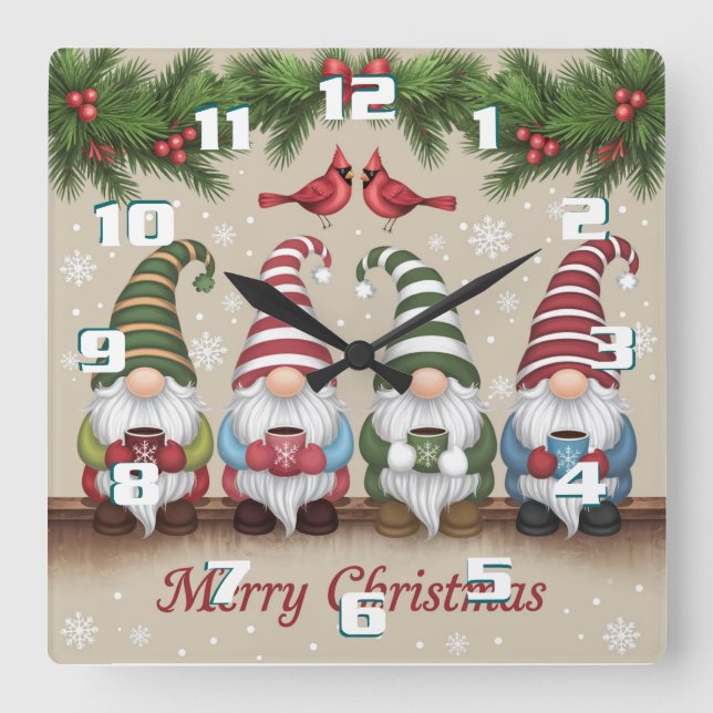 Horloge Carrée Noël mignon (Recto)