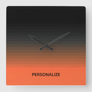 Horloge Carrée Noir et orange