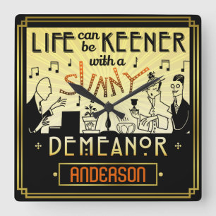 Horloge Carrée nom ensoleillé de coutume de comportement du rét