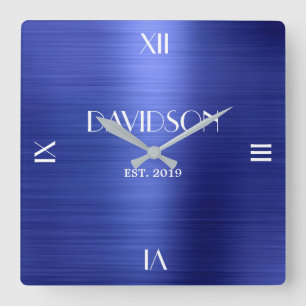 Horloge Carrée Nom personnalisé Métal brossé Acrylique personnali