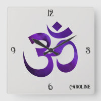 Nom sur le symbole Om de l'espace violet 10,75 po