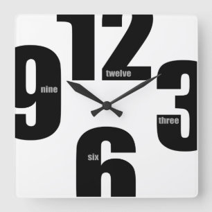 Horloge Carrée Nombre surdimensionné