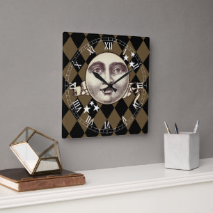 Horloge Carrée Nostalgique Vintage Imaginaire Steampunk