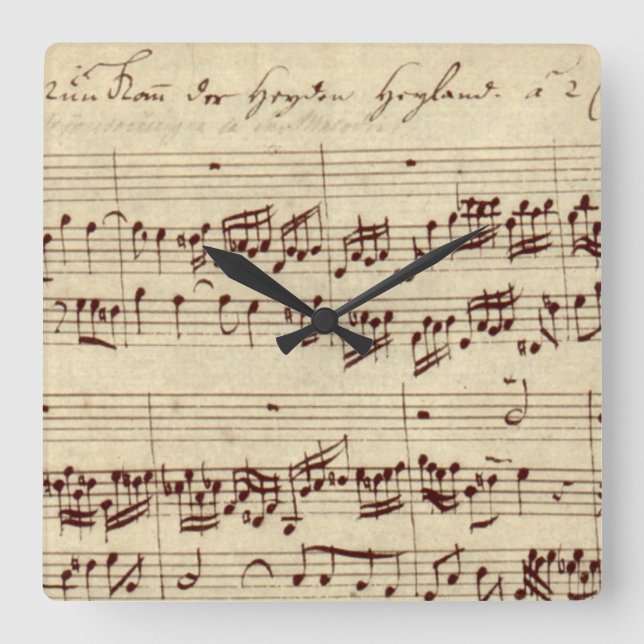 Horloge Carrée Notes de musique ancienne - Feuille de musique Bac (Recto)