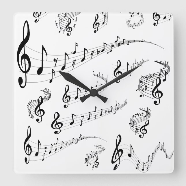 Horloge Carrée Notes musicales (Recto)