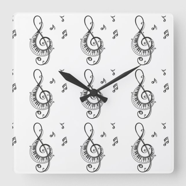 HORLOGE CARRÉE NOTES MUSICALES DU COEUR FERMER (Recto)