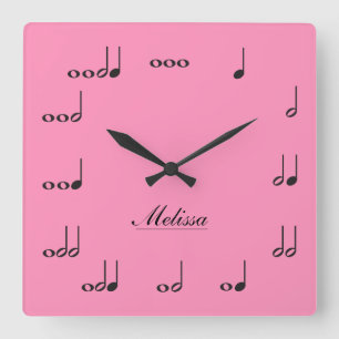 Horloge Carrée Notes musicales personnalisées