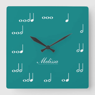 Horloge Carrée Notes personnalisées de musique