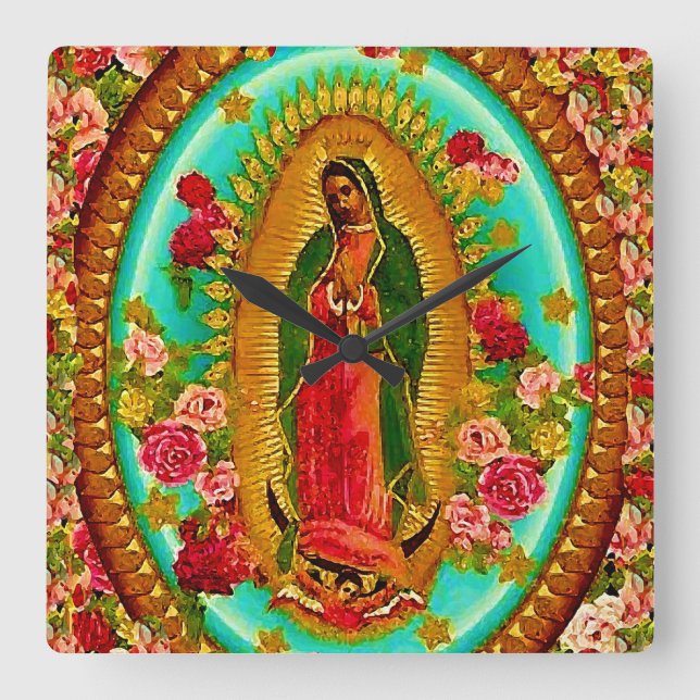 Horloge Carrée Notre Dame Guadalupe Mexicaine Sainte Vierge Marie (Recto)