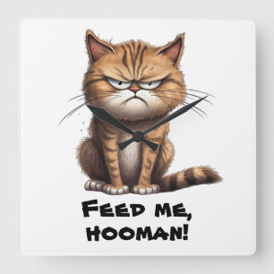 Horloge Carrée Nourris-Moi, Hooman ! Drôle