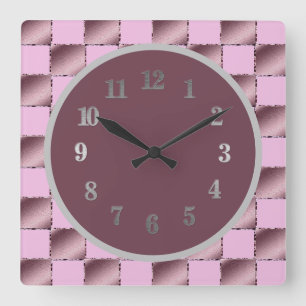 Horloge Carrée Nourriture bébé Soie rose pourpre Carré Motif