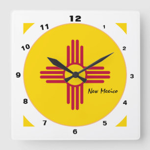 Horloge Carrée Nouveau Mexique Flag & Nouveau Mexique mode / desi