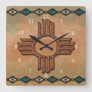 Horloge Carrée Nouveau-Mexique Zia