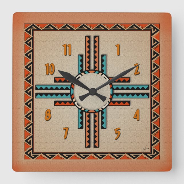 Horloge Carrée Nouveau-Mexique Zia (Recto)