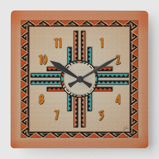 Horloge Carrée Nouveau-Mexique Zia