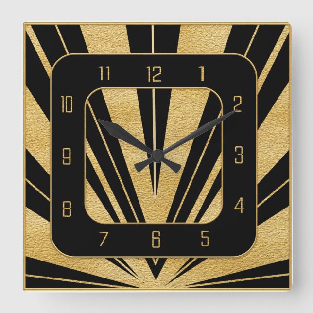 Horloge Carrée Nouveau style Art Déco Gatsby (Recto)