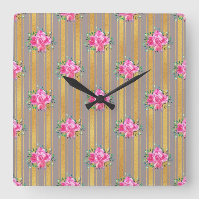 Horloge Carrée Nouvelle maison Cadeau floral couverture (Recto)