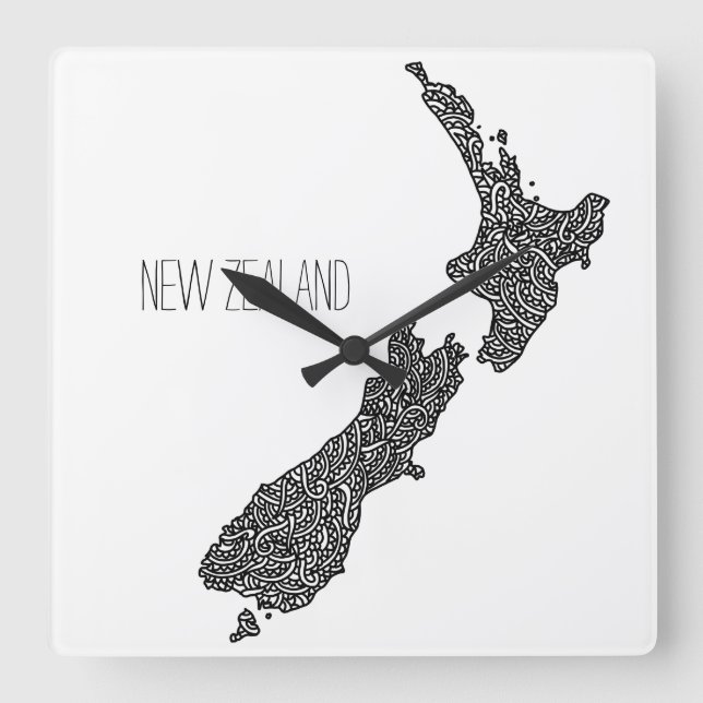 Horloge Carrée Nouvelle-Zélande (Recto)