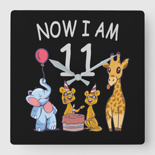 Horloge Carrée Now I, 11 ans old 11th Birthday at the Zoo (Recto)