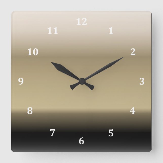 Horloge Carrée Nuances subtiles de dégradé de beige à noir Ombre (Recto)