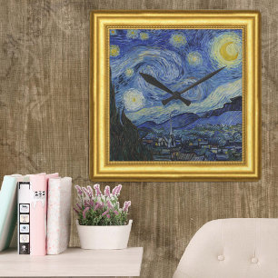 Horloge Carrée Nuit étoilée, Vincent Van Gogh encadré