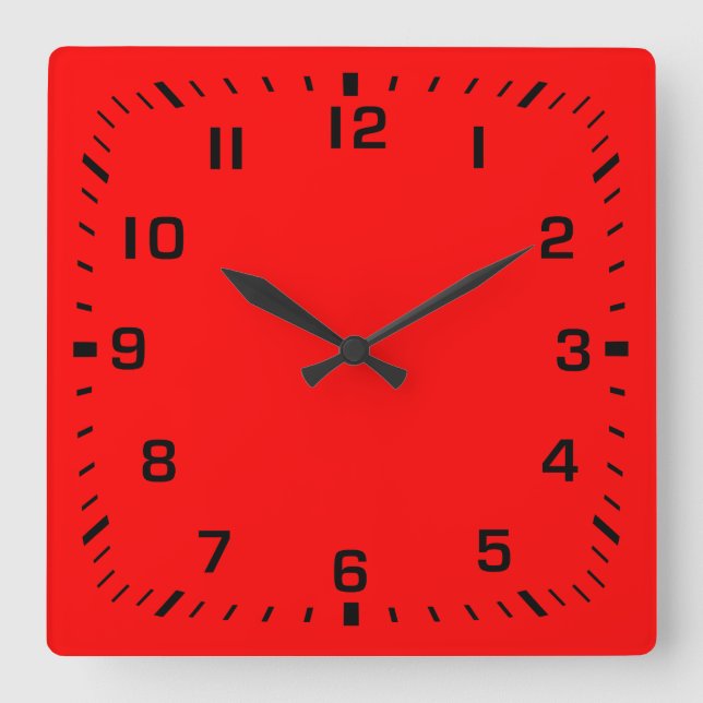 Horloge Carrée Numéro de Carré noir Facebook en rouge (Recto)