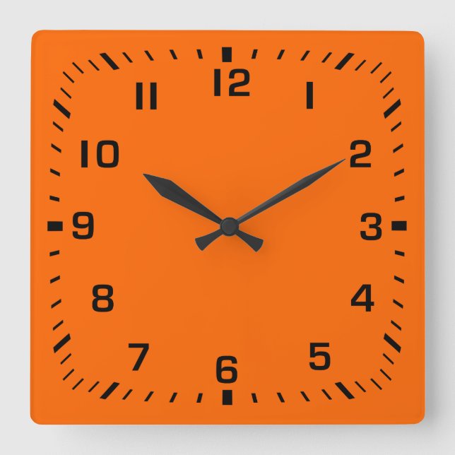 Horloge Carrée Numéro de Carré noir Facebook sur Orange (Recto)
