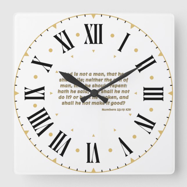 Horloge Carrée Numéros 23:19 KJV Bible Verse Roman Numéros (Recto)