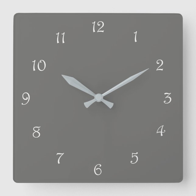 Horloge Carrée Numéros de script blanc sur wccn gris (Recto)