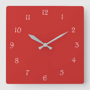 Horloge Carrée Numéros de script blanc sur wccnt rouge
